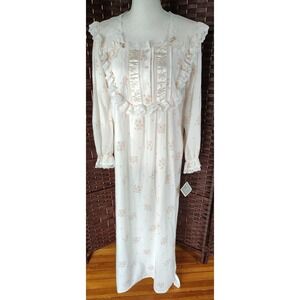 Gilligan & O'Malley Nightgown Medium  Floral Lace Ruffle Embroidered Cottagecore